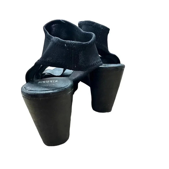 Eileen Fisher Rally 2 Stretch Black Leather Cut Out Wedge Sandal Size US 10 - Picture 4 of 6